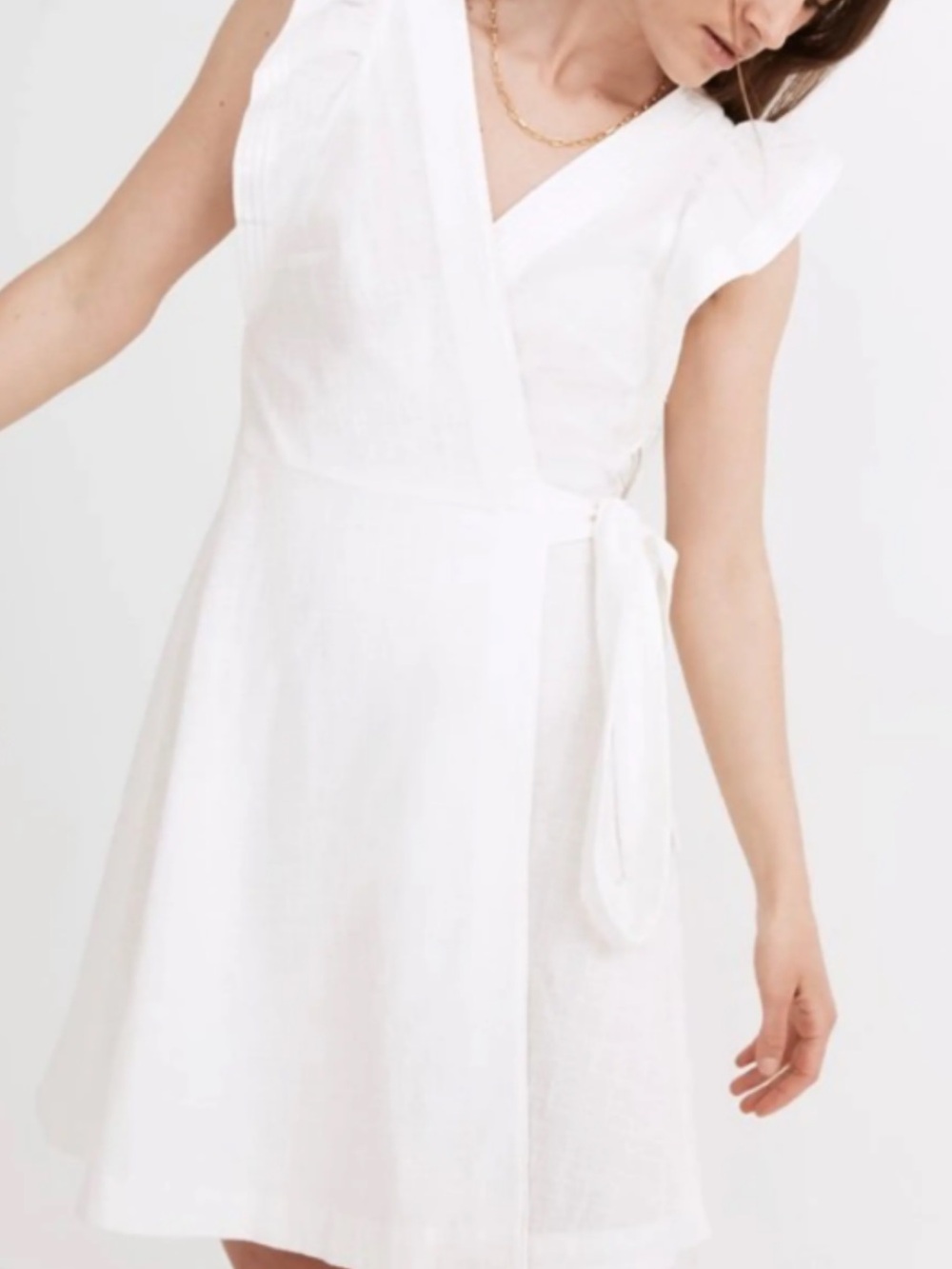 Madewell White Wrap Mini Dress with Tie
